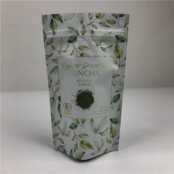 Customized Digital Printing Bags Metallic Gold Logo Stand Up Tea Packing Bags