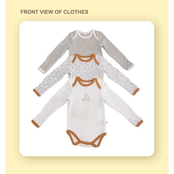 Summer Outdoor Sun Comfy Bodysuit Long Sleeve Baby Romper With Snap Button Knitted Fabric