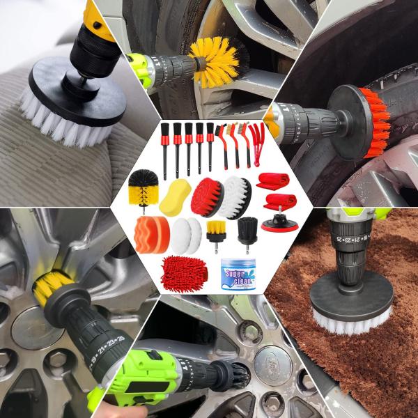 24 Pcs Auto Detailing Brush Waxing Sponge Washing Interior Exterior