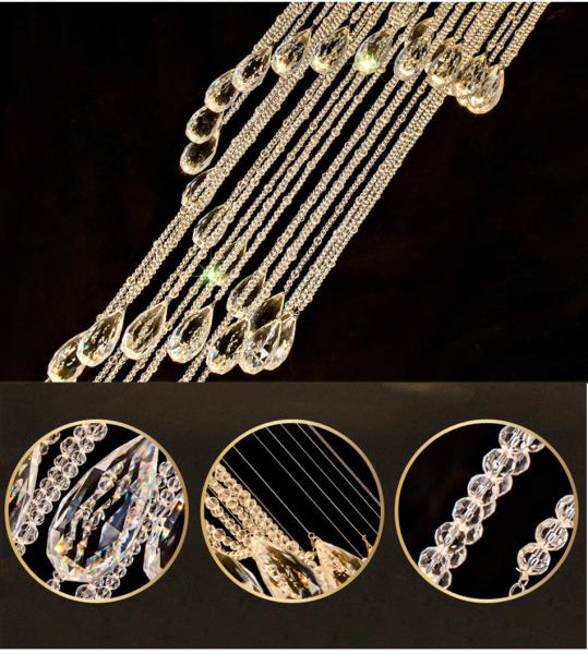 Modern Double Spiral Staircase Lustre Crystal ceiling lights for entrance hallway(WH-NC-54)