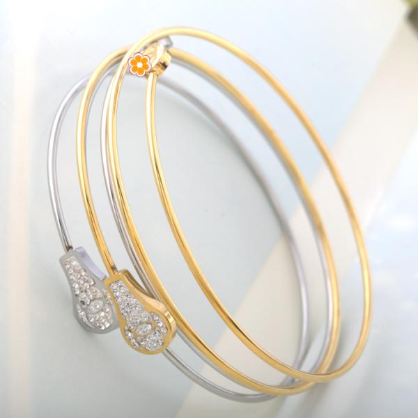 coil Gold Bracelet, Newest Fashion Jewelry Tricyclic Bracelets Women Charm Stainless Steel Bangle