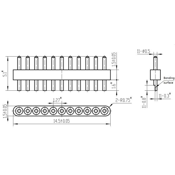 11 Pins Glass To Metal Seal Connectors DC Hermetic Header Gold Wire Bonding Surface