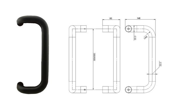 SS304 / SS316 Door Pull Handles For Aluminium Glass Hollow Metal Door EN1634