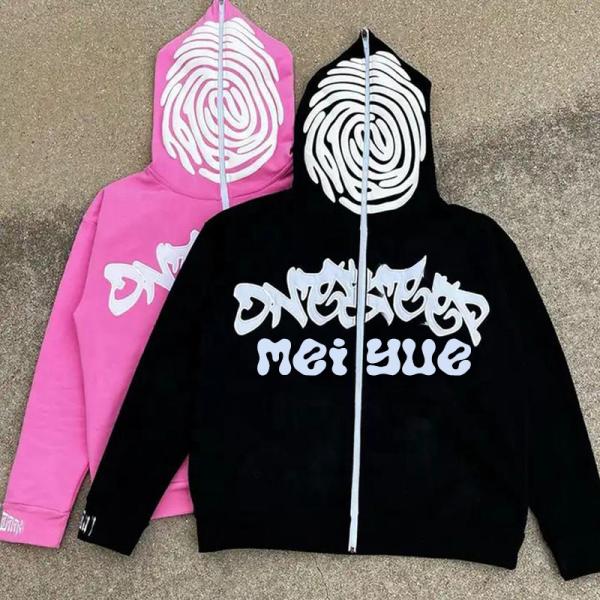 100% coton personnalisé Poids lourd Plein visage surdimensionné Fermeture à glissière Hoodie masculine Français Terry 3D imprimante en mousse fabricant de Hoodie