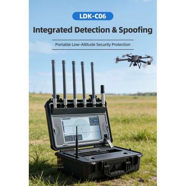 Mobile Portable Drone Detection Device with GPS Spoofing Technology, 30MHz-6GHz Anti-Drone System, 5km Detection Range, Touchscreen Integrated UAV Detection and Countermeasure Equipment