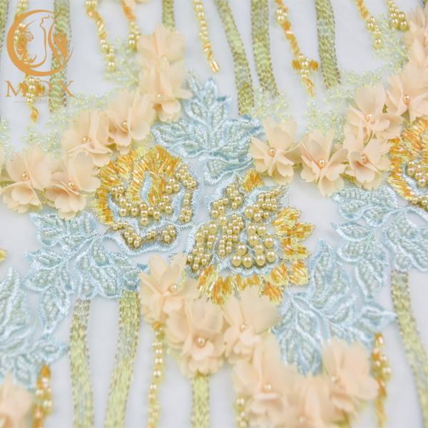 Distinctive 3D Floral Lace Handwork Decoration Lace Fabric For Dress