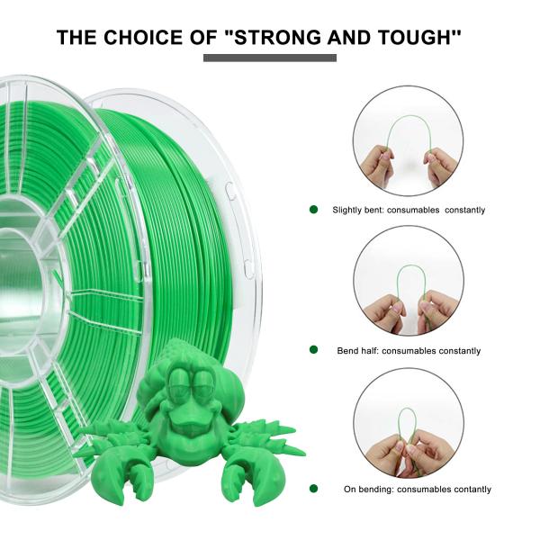 PETG Filament 1.75mm Green 1000g 3D Printing Filament  Strong Impact Resistance