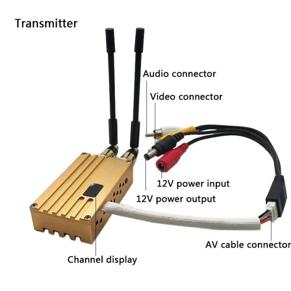 8 canaux 1.2 GHz 8W FPV émetteur vidéo sans fil et récepteur pour drones DC 12V puissance 40km portée