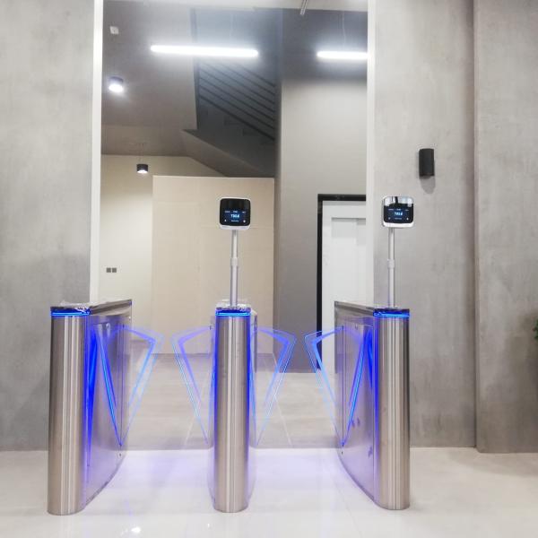 Pedestrian Access Control Turnstile Flap Barrier Gate With Fingerprint Face Recognition