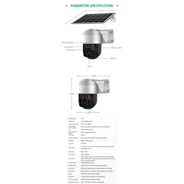 Outdoor Solar 4G Camera High Speed 360 Degree Night Vision Surveillance Remote Control WIFI Camera