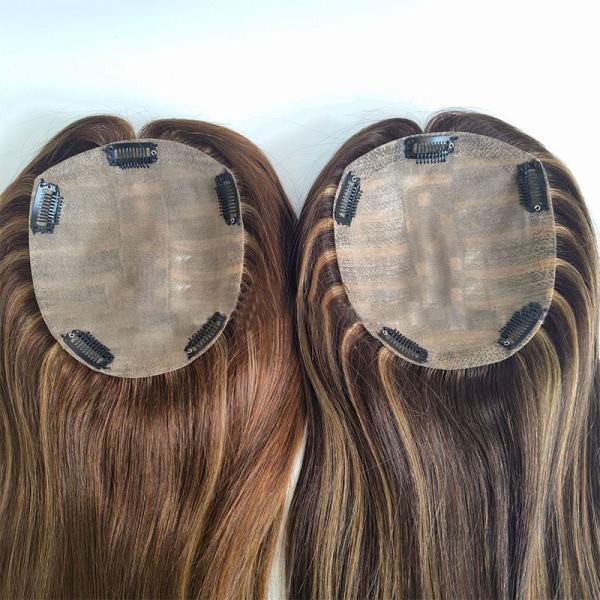 High Density European Free Part Silk Top Base 1B Real Remy Raw Hair Toupee Wig Pieces Toppers for Women