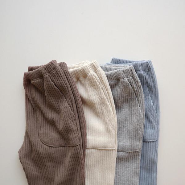 Children'S Toddler Ribbed Long Sleeve Trousers Solid Colour
