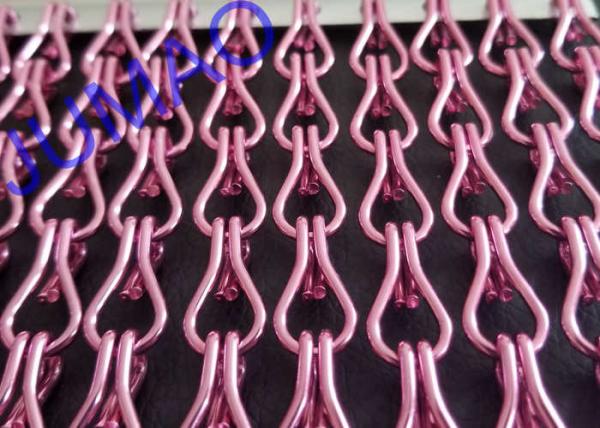 Decorative Pink Metal Chain Link Curtains 12mm×24mm Smooth Aluminum Wire