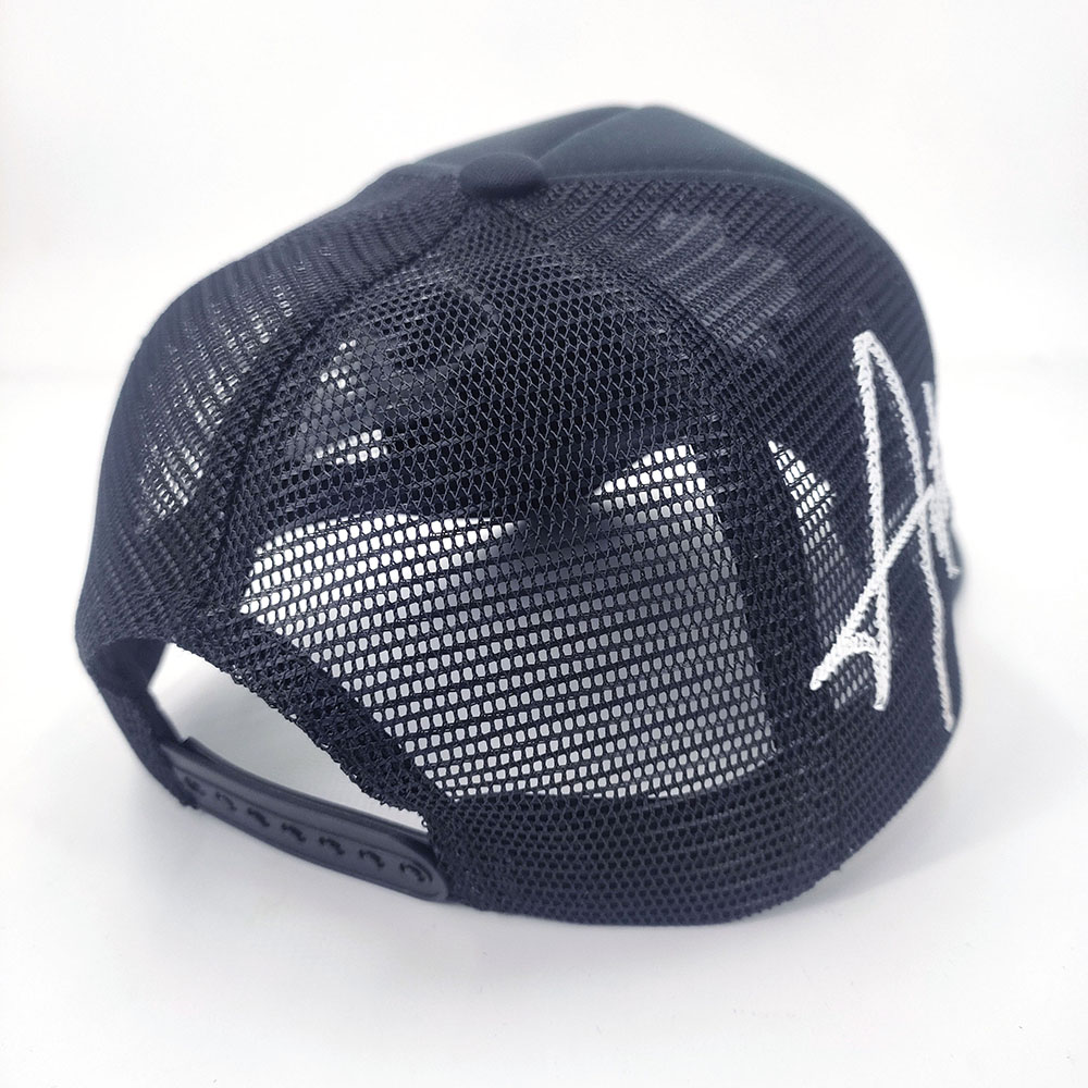 Loose Full Foam Mesh Custom Embroidery Trucker Hats Black Embroidered White Thread