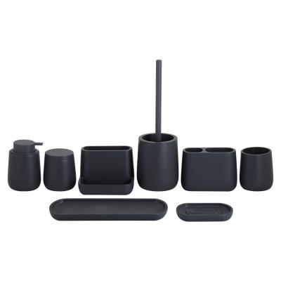Classic Style Polyresin Bathroom Countertop Shower Accessories Sets Grey With Matched Parts
