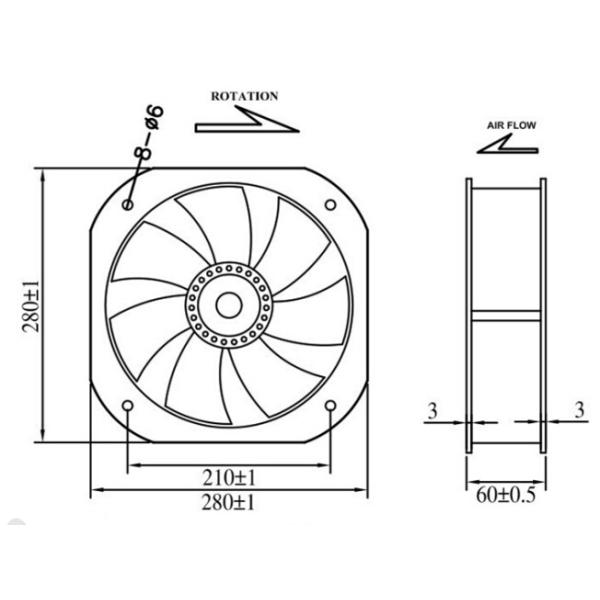 Industrial Ventilation Motor Fans 280mm 110V - 120V For Cooling / 11 Inch AC Motor Fan