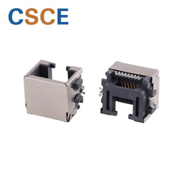 1 * 1 Port SMT RJ45 Connector 90 Degrees Nickel Plating Shielding Shell Without