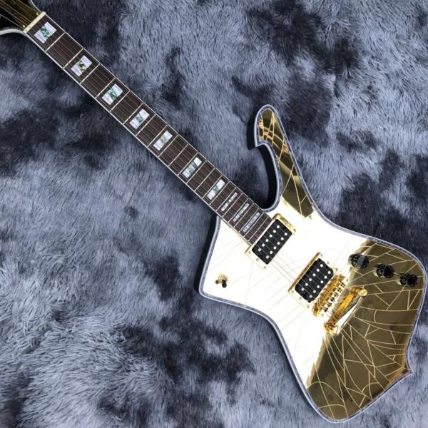Grand Custom Gold Crack Mirror Paul PS10LTD Guitar Ice Man White Binding Electric Guitar