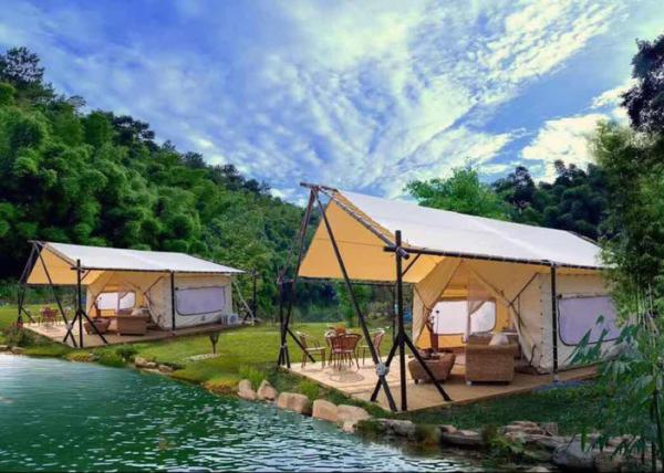 Outdoor Luxury House Hotel Bell Tent With Aluminium Profile Structure
