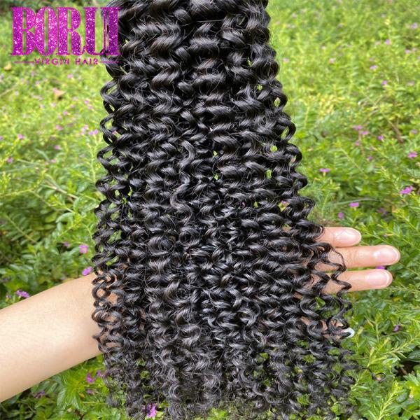 Peruvian Virgin Jerry Curl Weave Human Hair Kinky Curly Natural Color Human Hair Weft