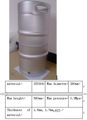 1/4 Beer Keg , 7.75 Gallon Keg With External Diameter 278mm
