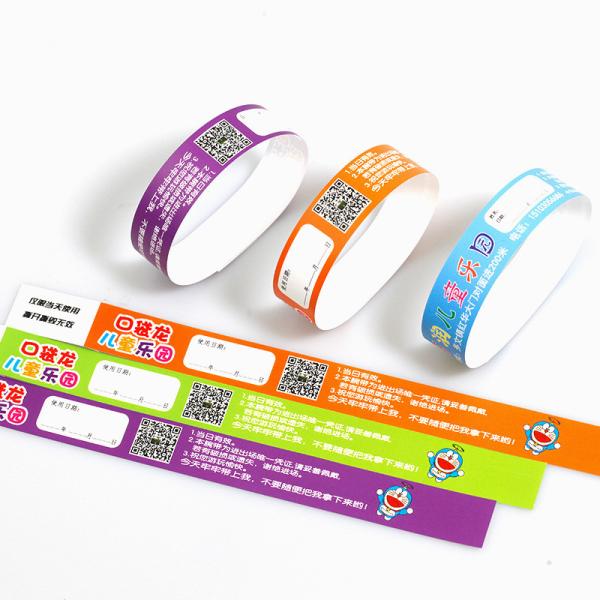 Custom Event PP Synthetic Paper Wristband Party Park Logo Printed Waterproof Sweat Resistant Entry Admission Wrist Bands