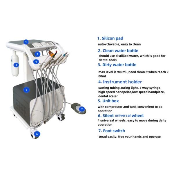 Dental Chair Unit With X Ray Dental Turbine Machine Movable Dentist Portable Cart Treatment Unit