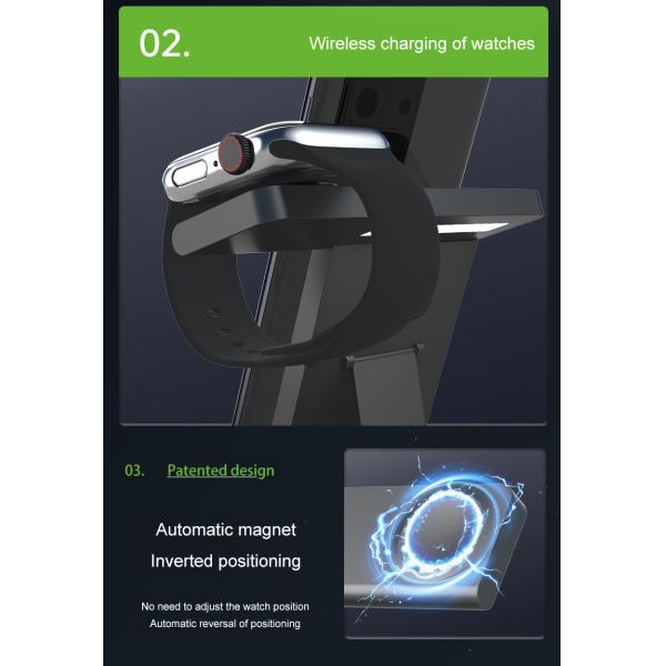 5 In 1 Foldable Fast Wireless Charger 15W With LED Indicating Light Accept Customized