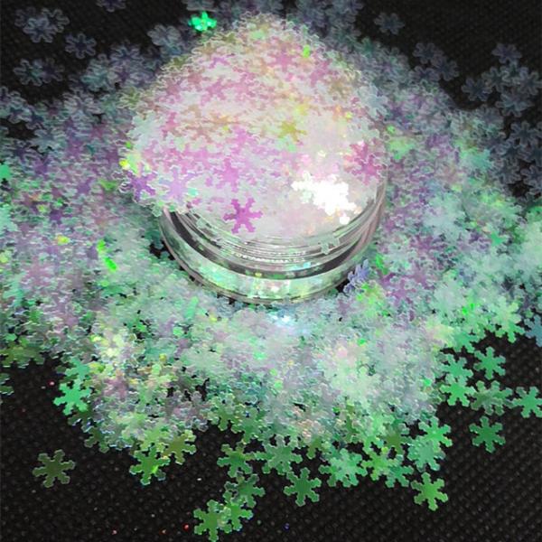 3mm Resin Star Glass Bottle Pendant for Winter Holidays Glitter Christmas Snow Shape Polyester Nail Art Gifts Boxes Bulk
