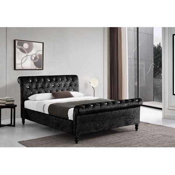 Обитая машинная плита саней переклейки черная с изголовьем/Footboard кнопок Dimond