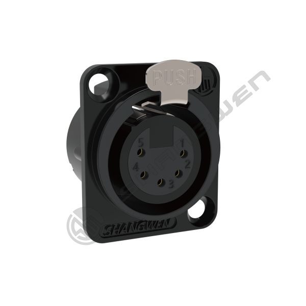 Mini 5-Pin XLR Male Audio Connector IP40 Indoor Shell with Gold Contacts Black Microphone Audio Cable Connector Plug