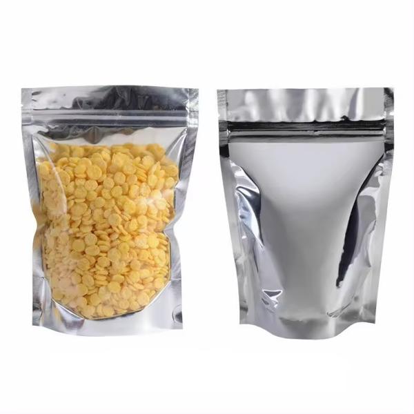 Resealable Aluminum Foil Food Bag Storing Candy Cookies Nuts Tea Vertical Zipper Bag With Transparent Window