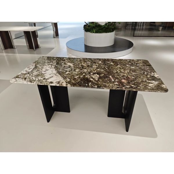 Green Pandora Marble Dining Table - Luxury Crystalline Art Table for Dining Room