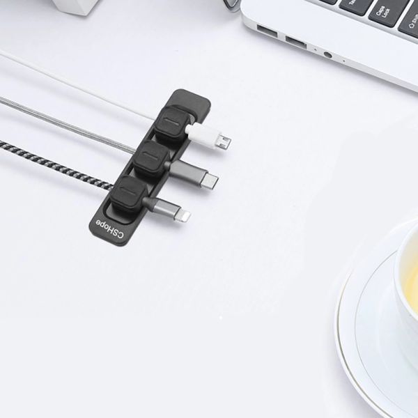 Rectangle Plastic Cable Organizer Black Plastic Cable Holder Multi Purpose