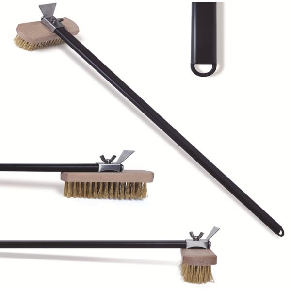 Cepillo de alambre de cobre para horno, Cepillo de limpieza con mango de aluminio resistente, Cepillo para horno de pizza