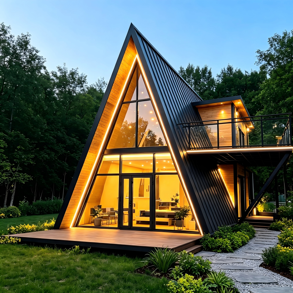 Modern Fashion High Quality Triangle Prebuilt House Sturdy Prefabricated Space for Family Daily Living