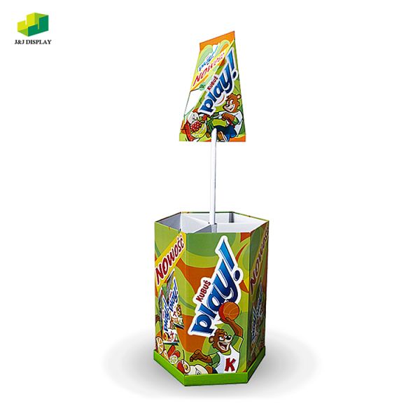 Recyclable Corrugated Tiered Display Shelf Cardboard Floor Displays Indoor Corrugated Cardboard Stand