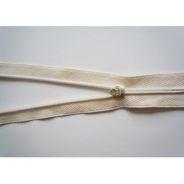 Golden Metal Pull Custom Invisible Separating Zipper , Fabric Background Metal Separating Zipper