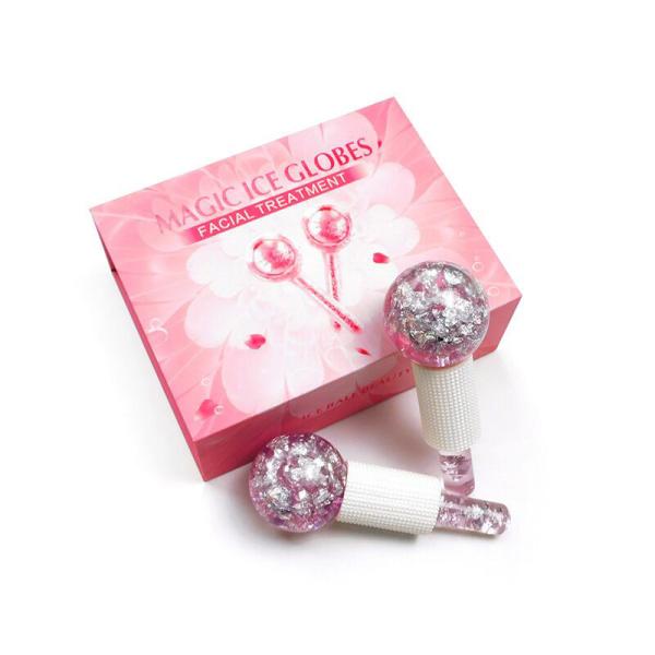 Borosilicate Glass 24K Gold Foil Ice Globes for Facial Massager to Reduce Puffiness Inflammation and Bags Under Eyes