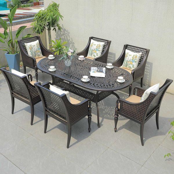 Черный / кремовый ратан Алюминиевый набор для столовой