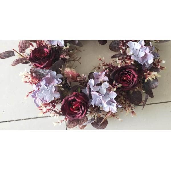 55cm Artificial Eucalyptus French Hydrangea Flower Wreath