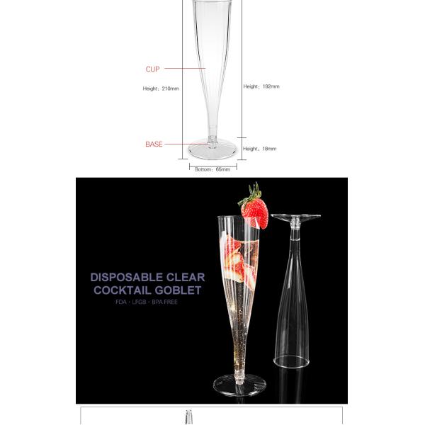 Hot selling disposable party clear cheap plastic champagne flutes