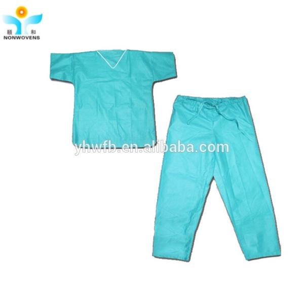 OEM Hospital Disposable Uniform Patient Suit SMS Scrub With Blue Purple Green