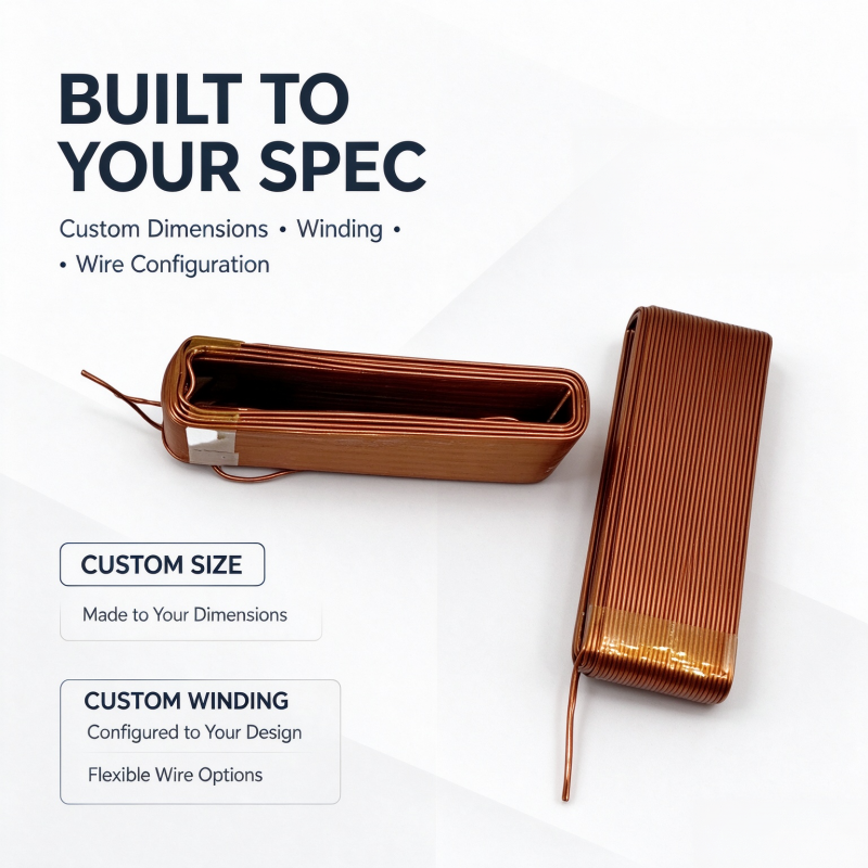 Custom Flat Air Core Inductor Coil Precision Wound with Enameled Copper Wire for Electronic Components