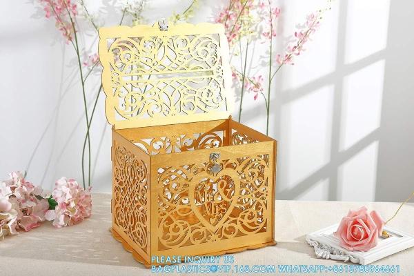 Wedding Money Box Holder With Sign, Large Rustic Wood Wooden DIY Envelop Gift Card Shadow Boxes With Lock Slot