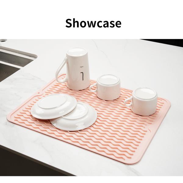 Custom Eco-friendly Silicone Dish Drying Mat Heat Resistant Trivet for Kitchen Counter