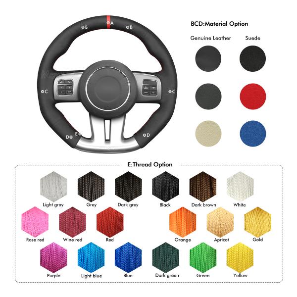 Hand Stitching Custom Soft Suede Steering Wheel Cover for Jeep Grand Cherokee SRT