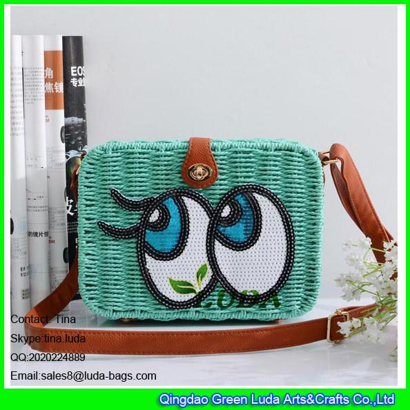 LDTT-013 big eyes rattan handbag fashion paper straw cosmetic shoulder bags