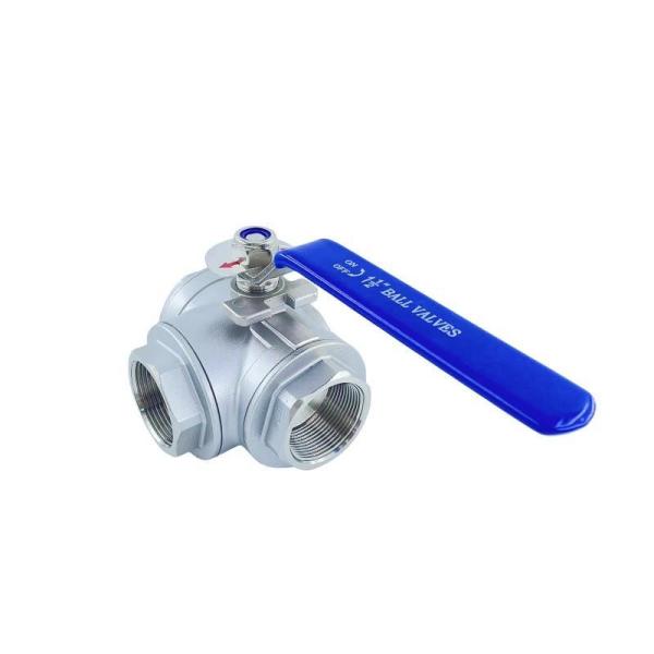 Válvula de esfera de três vias de aço inoxidável 304/316 direta com fio feminino de temperatura normal