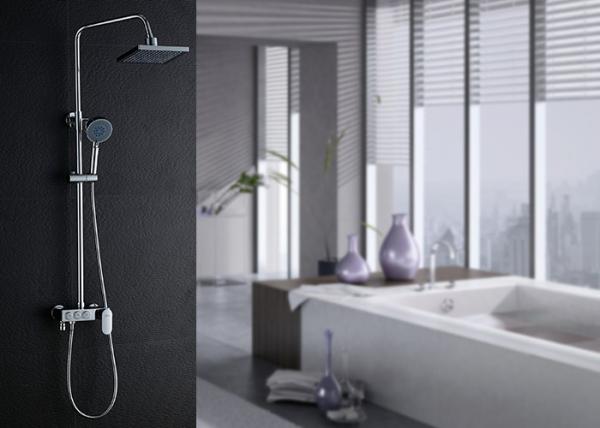 LED Overhead Rainfall Bathroom Shower Set With Plastic Handheld Shower Head
